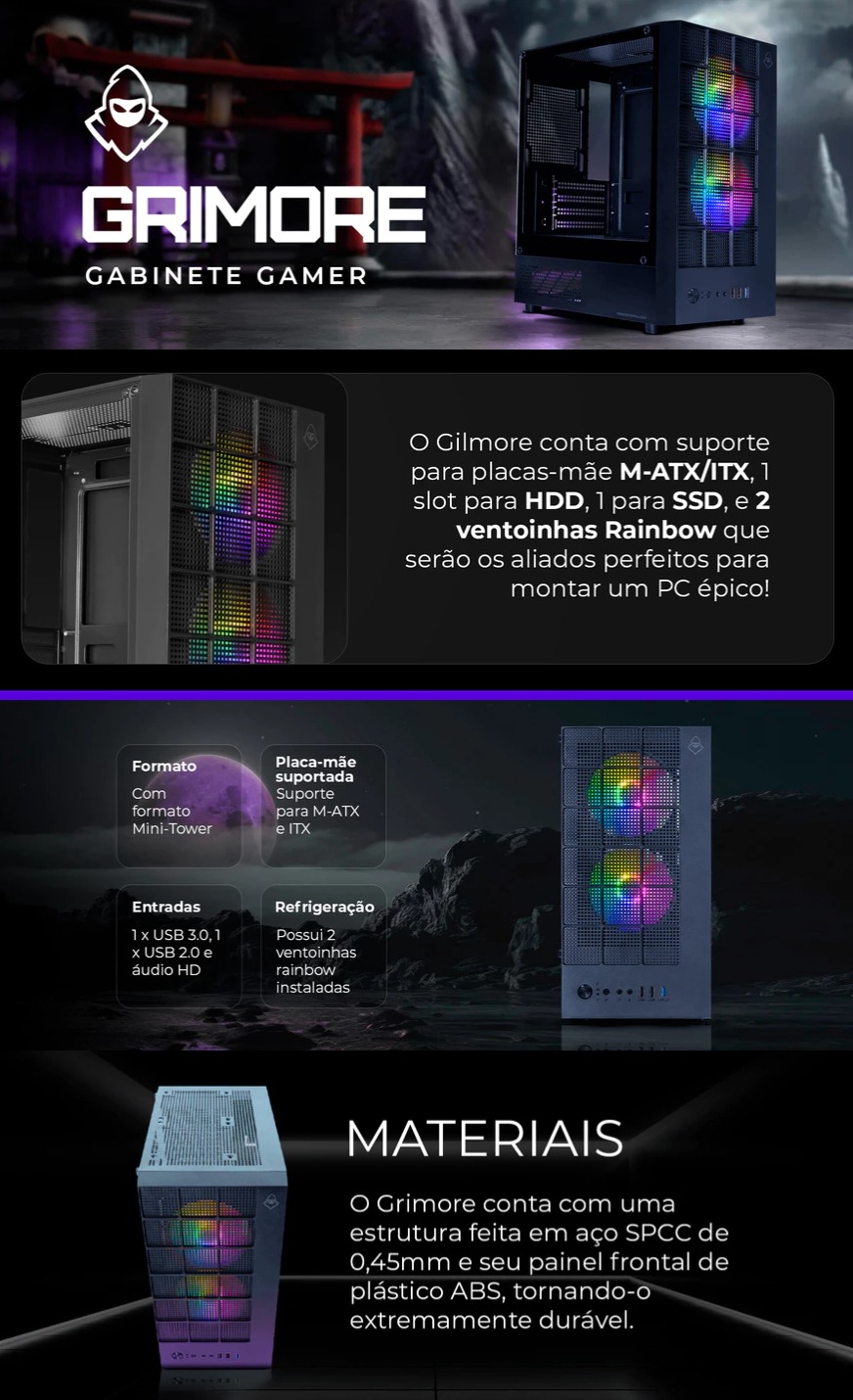 Gabinete Gamer Mancer Lateral de Vidro